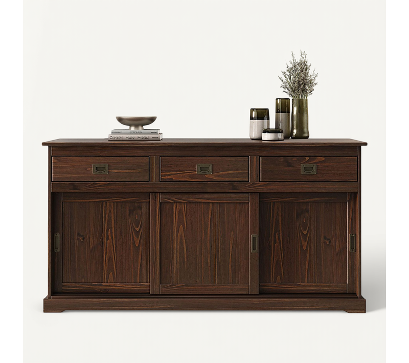 Buffet Salle À Manger Savona L 160 Cm En Bois Massif - Coloris Noyer