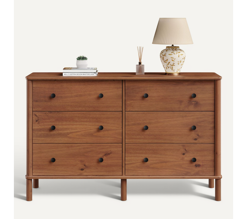 Commode Apoana L 132 Cm 6 Tiroirs En Bois Massif - Coloris Châtaignier