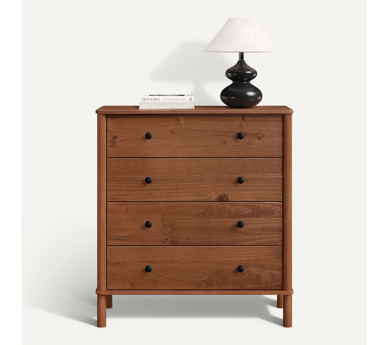 Commode Apoana 4 Tiroirs En Bois Massif - Coloris Châtaignier