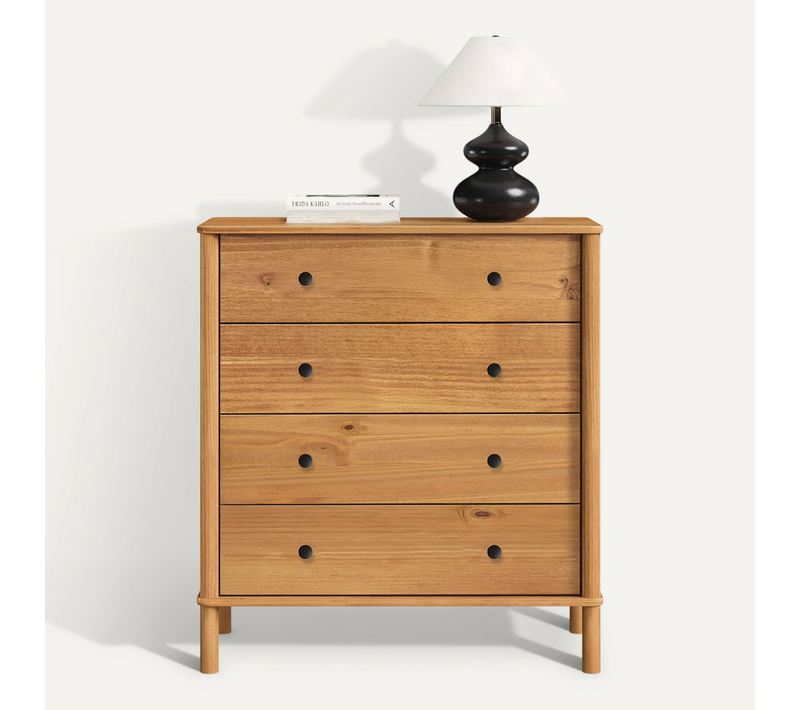 Commode Apoana 4 Tiroirs En Bois Massif - Coloris Chêne
