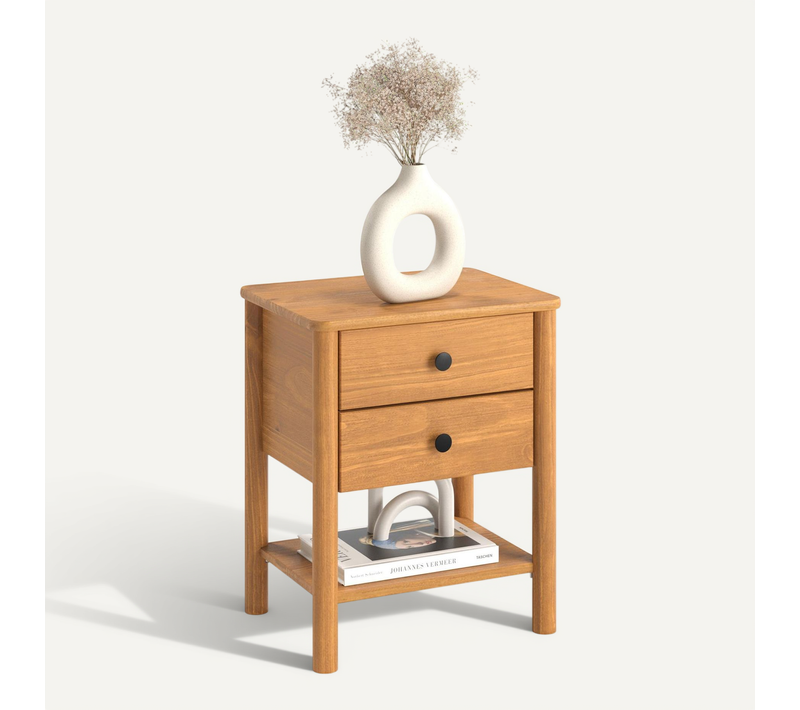Table De Chevet Apoana H 54 Cm 2 Tiroirs En Bois - Coloris Chêne