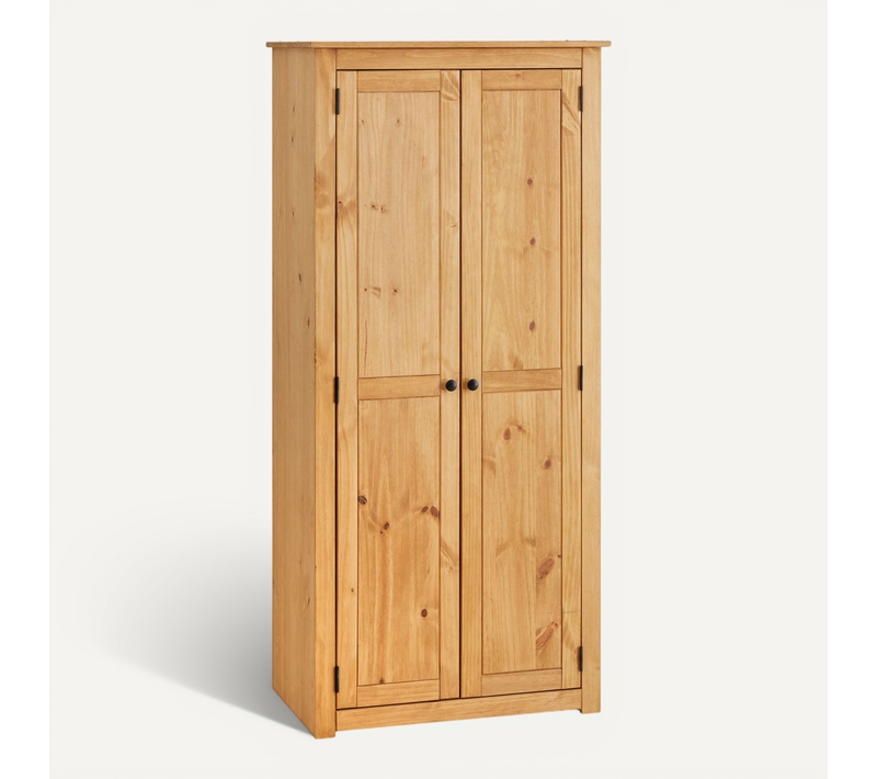 Armoire Cancun Avec 2 Portes, En Pin Massif Finition Teintée/cirée