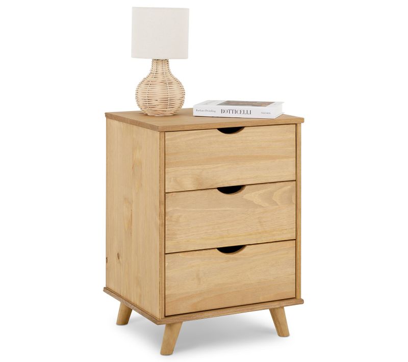 Table De Chevet Jalisco H 63 Cm 3 Tiroirs En Bois Massif - Finition Teintée/laquée