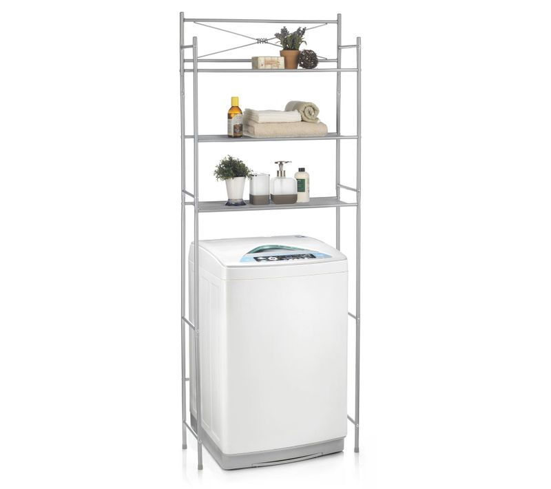 Etagère De Salle De Bain Marsa, Rangement Pour Wc/lave-linge, En Métal Laqué Gris