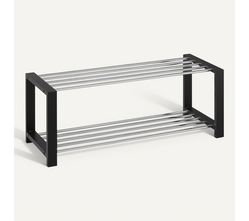 Etagère à Chaussures Arina, 2 Tablettes, Noir