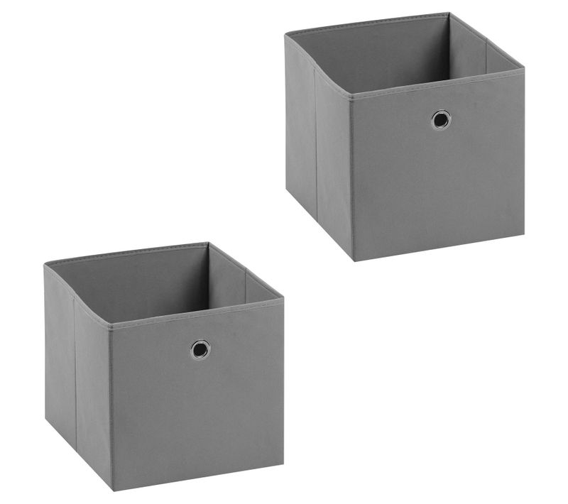 Lot De 2 Boîtes De Rangement Bella, En Tissu Gris