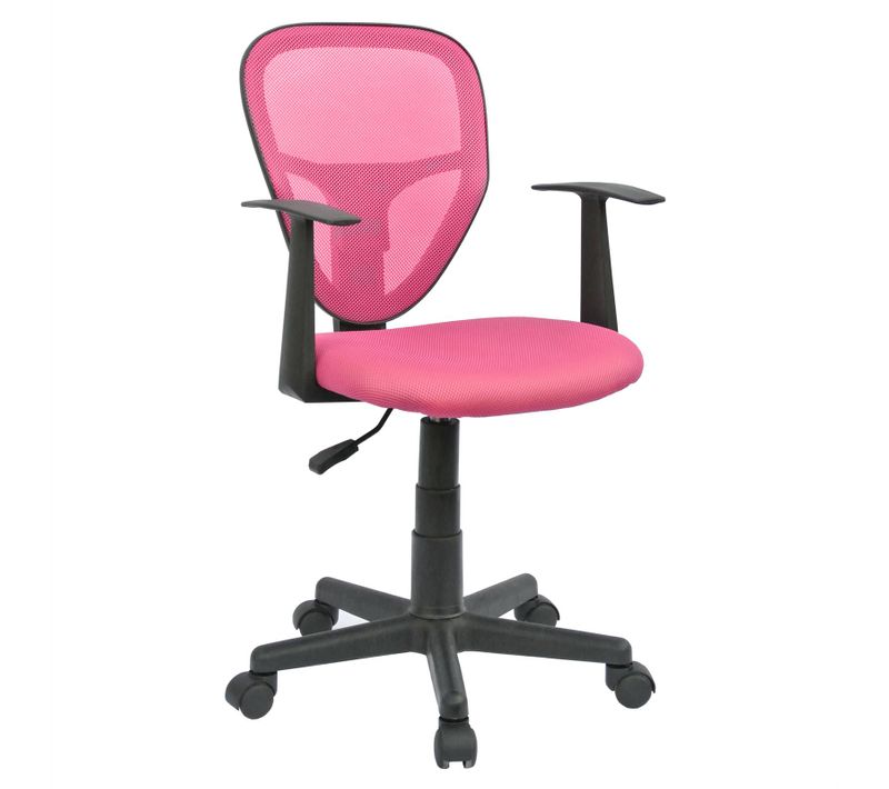 Chaise De Bureau Pour Enfant Studio Pivotant Et Ergonomique Avec Accoudoirs Hauteur Réglable, Rose