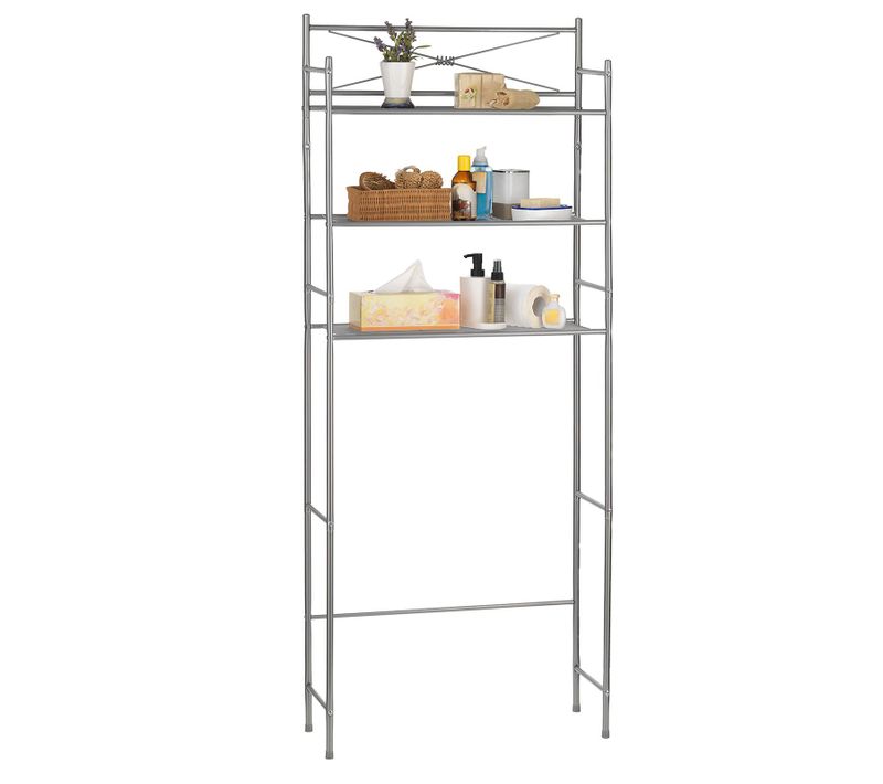 Etagère De Salle De Bain Marsa, Rangement Pour Wc/lave-linge, En Métal Laqué Gris Foncé