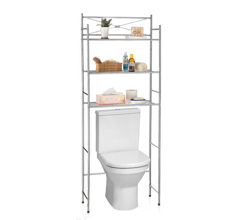 Etagère De Salle De Bain Marsa, Rangement Pour Wc/lave-linge, En Métal Chromé