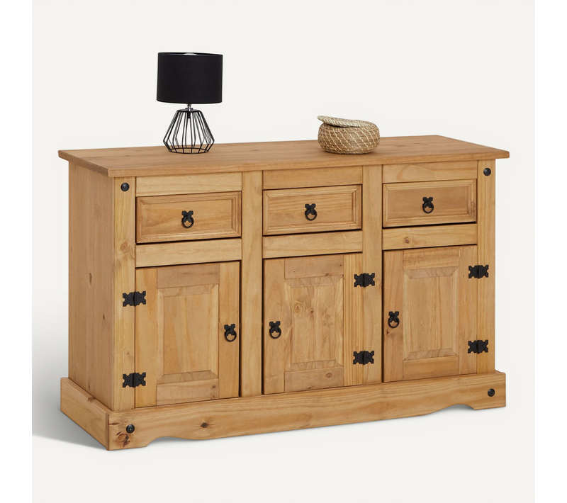 Buffet En Pin Salsa Style Mexicain, 3 Portes Et 3 Tiroirs