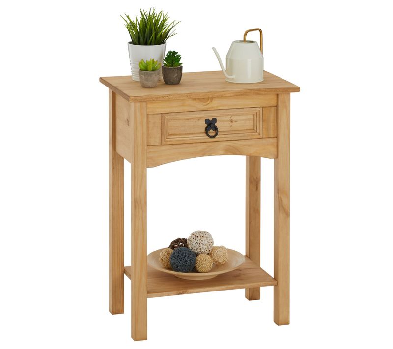 Table Console En Pin Salsa Style Mexicain, Avec 1 Tiroir Et 1 Étagère