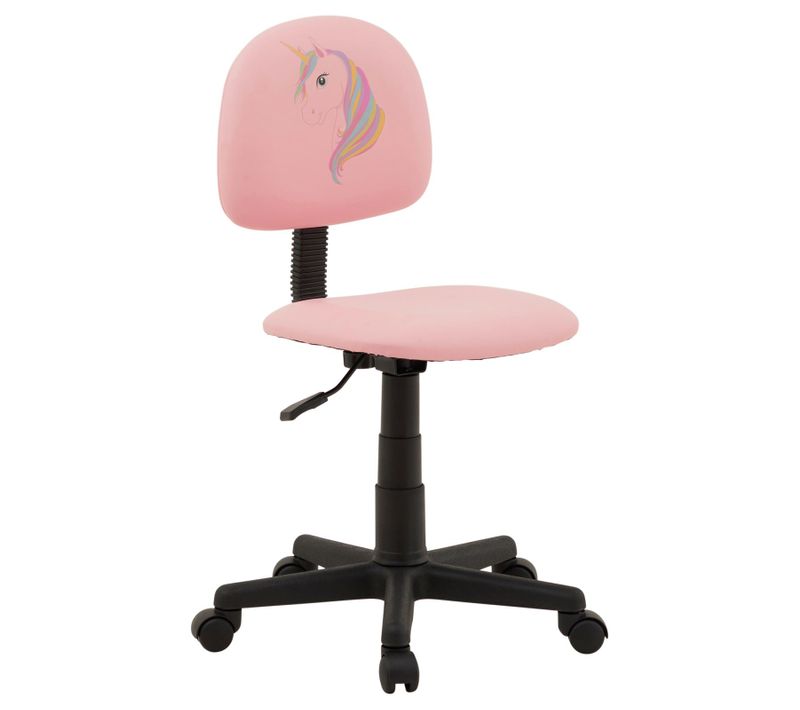 Chaise De Bureau Pour Enfant Unicorn, Revêtement Synthétique Rose Avec Motif Licorne