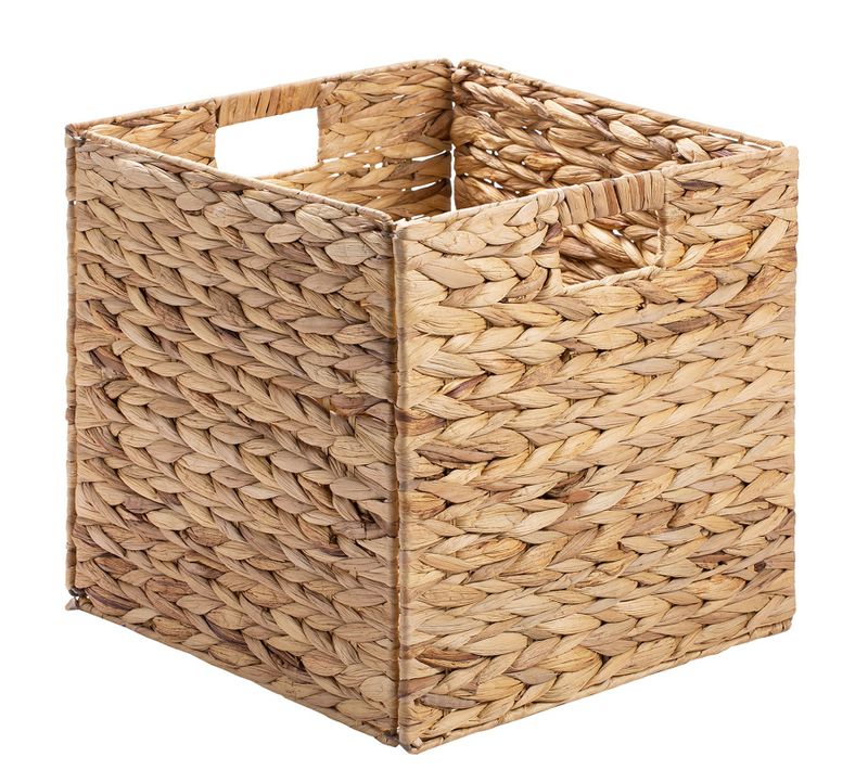 Lot De 2 Paniers Pliables Cao En Jacinthe D'eau, Boîte De Rangement Coloris Naturel