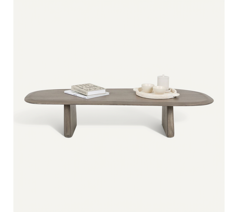 Table Basse Hermo En Bois De Manguier Massif - Gris