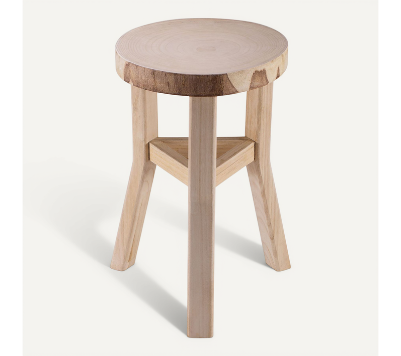 Tabouret Décoratif Zahora En Bois, Rond