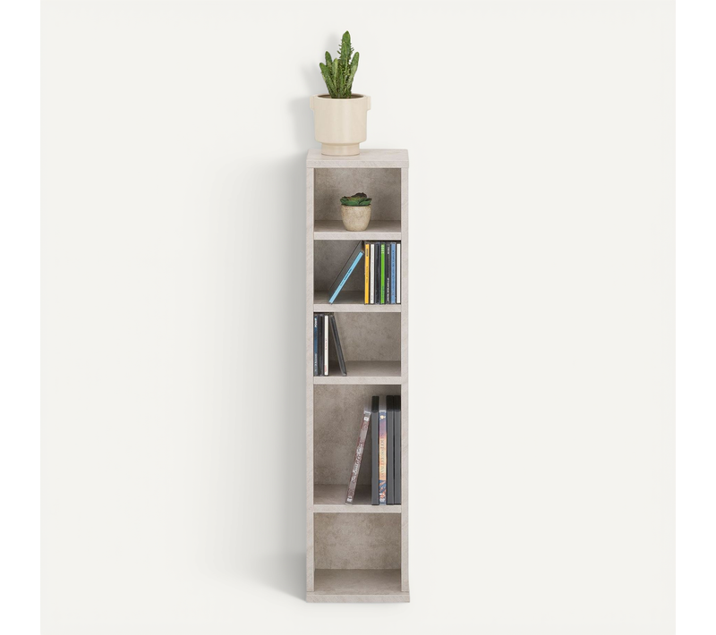 Bibliothèque Pour Cd Et Dvd Melodie, En Bois - Coloris Béton