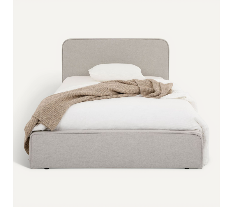 Lit Simple Belarti 90 X 190 Cm Rembourré, Revêtement En Tissu - Gris Clair