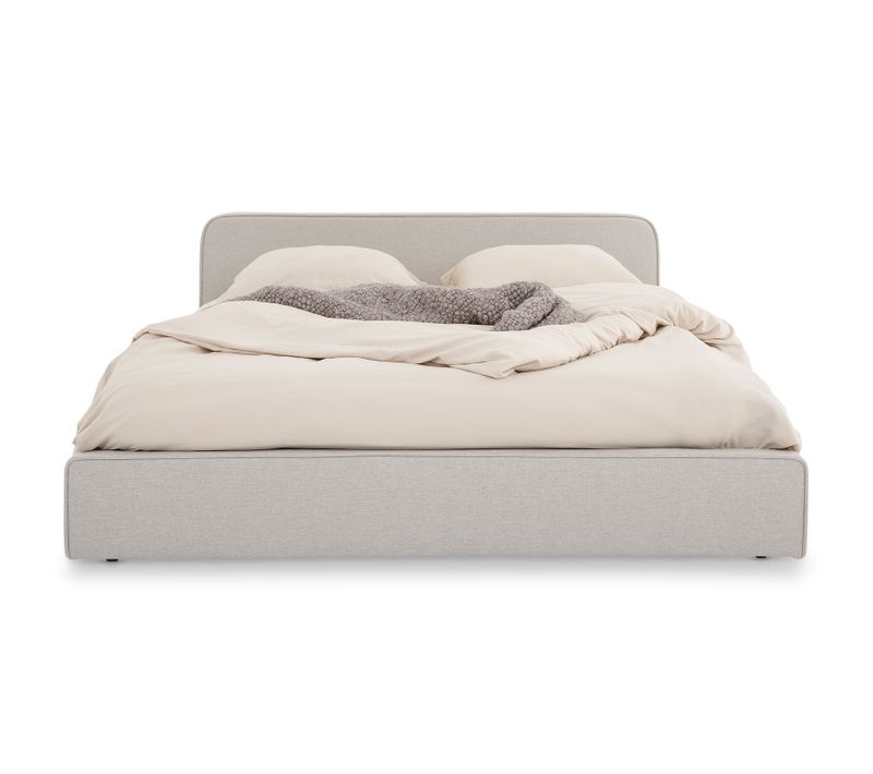 Lit Simple Belarti 120 X 190 Cm Rembourré, Revêtement En Tissu - Gris Clair