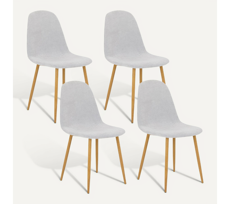 Lot De 4 Chaises Punta De Salle À Manger En Tissu - Gris Clair