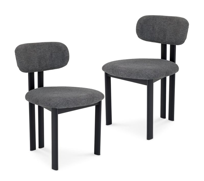Lot De 2 Chaises Franca De Salle à Manger En Tissu - Gris Foncé