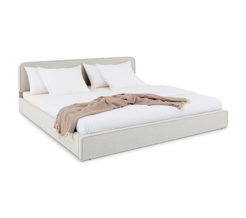 Lit Double Latini 160 X 200 Rembourré Avec Tête De Lit En Tissu Et Sommier - Gris Clair