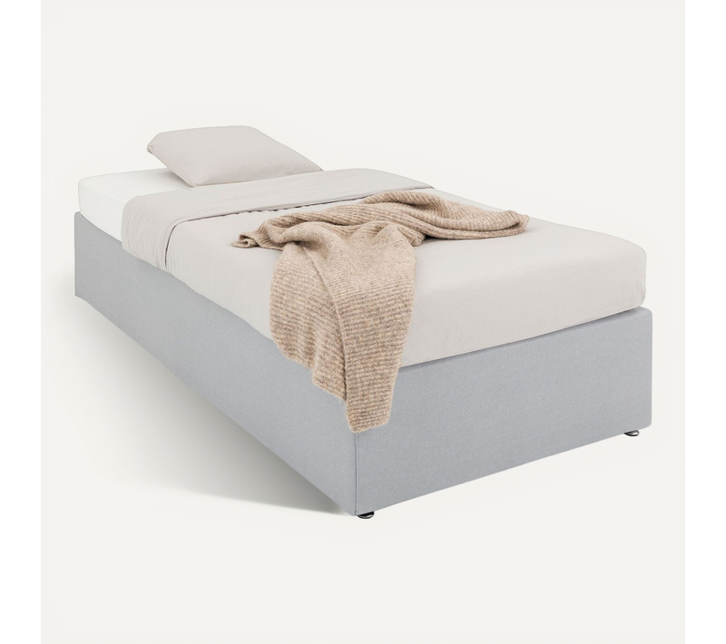 Sommier Tapissier Maya 90 X 190 Cm Revêtement Tissu - Gris