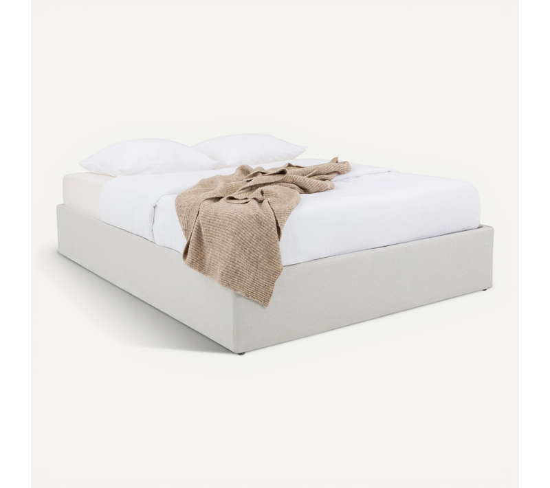 Lit Coffre Bliss 140 X 190 Rembourré En Tissu - Gris