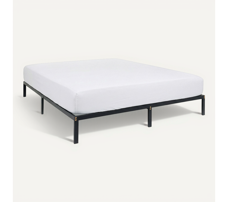 Lit Double Tidur 180 X 200 Grand En Métal - Noir
