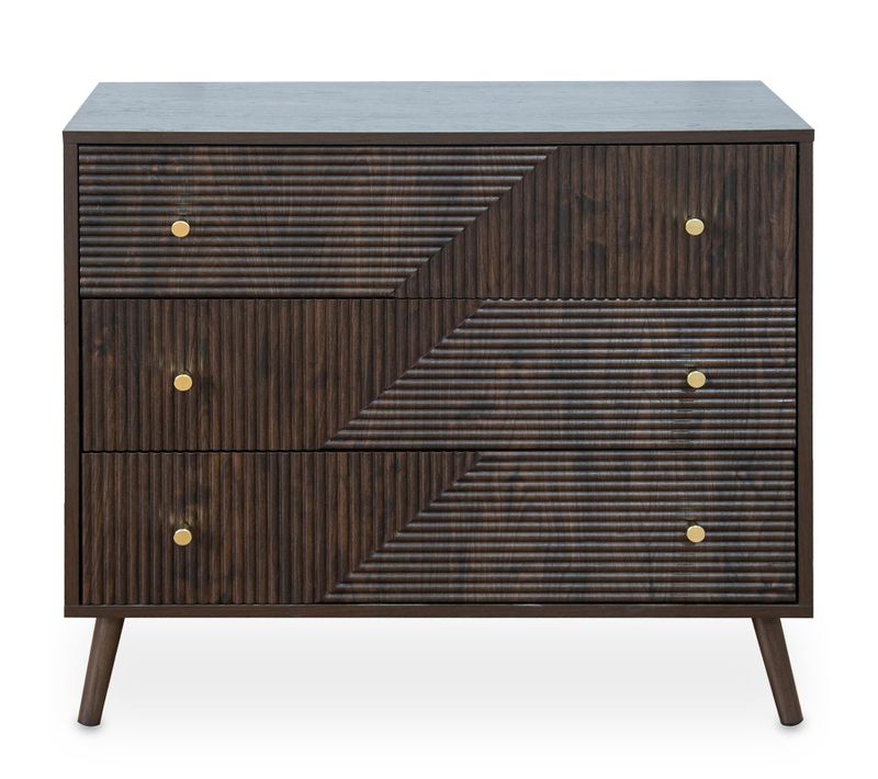 Commode Livia L 80 Cm 3 Tiroirs En Bois - Brun Foncé