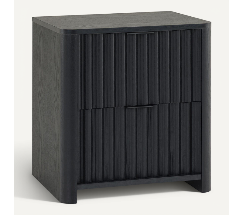 Table De Chevet Ella H 50 Cm 2 Tiroirs - Noir