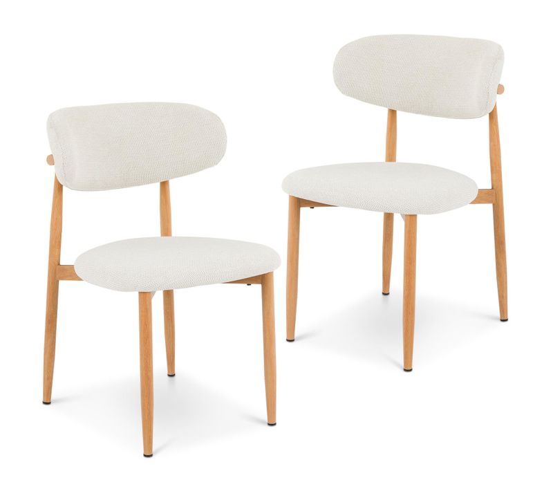 Lot De 2 Chaises Ariel De Salle À Manger En Tissu - Blanc Crème