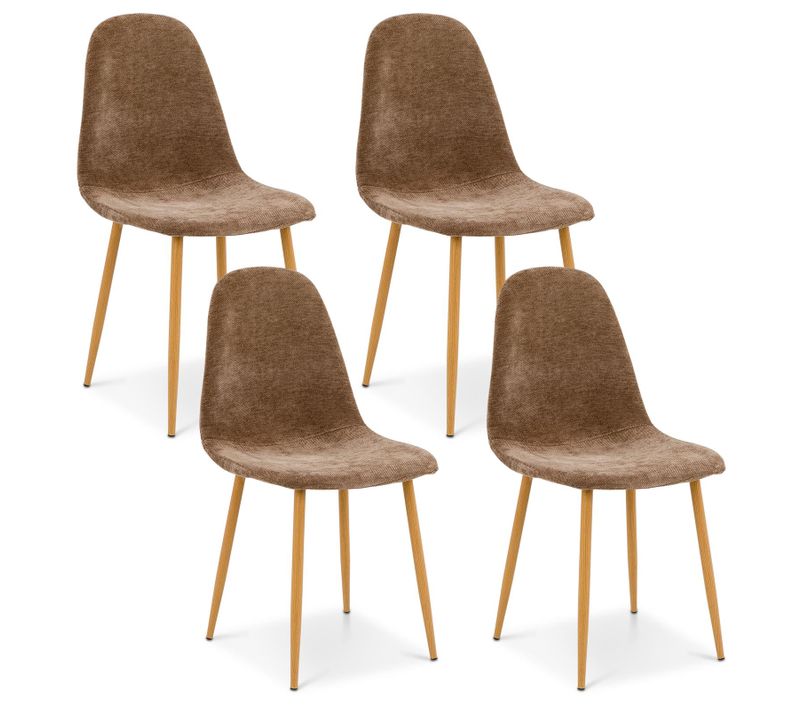 Lot De 4 Chaises Punta De Salle À Manger En Tissu - Brun Foncé
