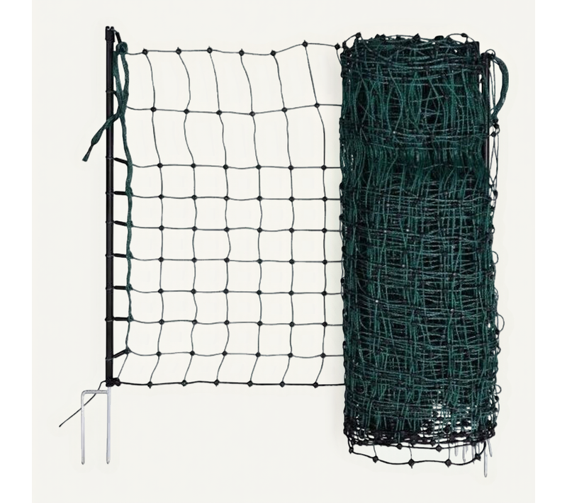 Filet Pour Lapin Et Autres Petits Animaux Électrifiable - 50 M - 65 Cm - Double Pointe - Vert
