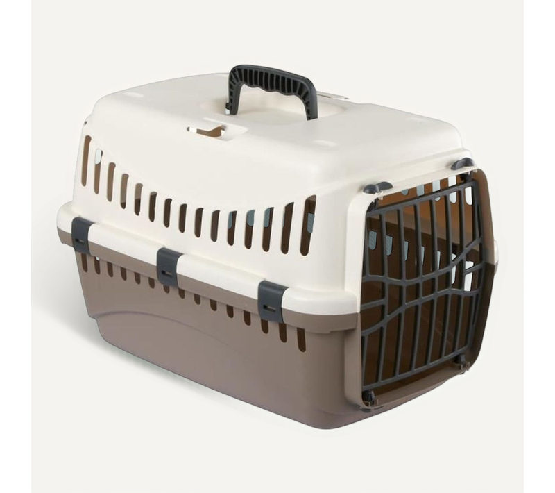 Caisse De Transport Expedition Pour Chien 48 X 32 X 32 Cm - Crème Et Taupe