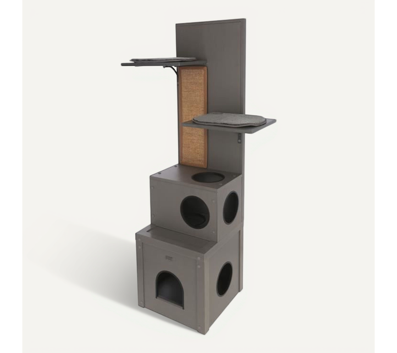 Eco Maison De Jeu Pour Chat 42x42x152,5cm - Gris