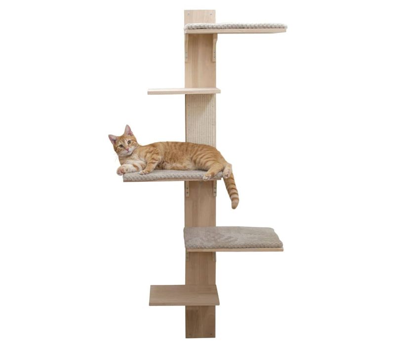 Arbre À Chat Timber Wall 150 Cm Naturel Et Taupe