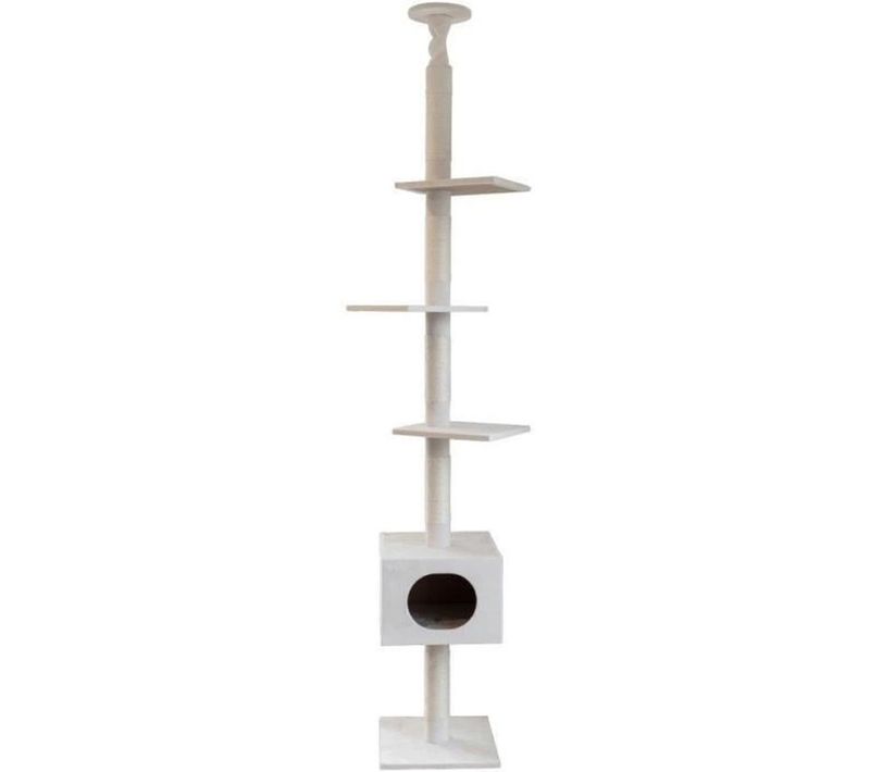 Arbre à Chat Ferdi 38 X 38 X 240–260 Cm – Sisal D.4 Mm, Peluche Blanche
