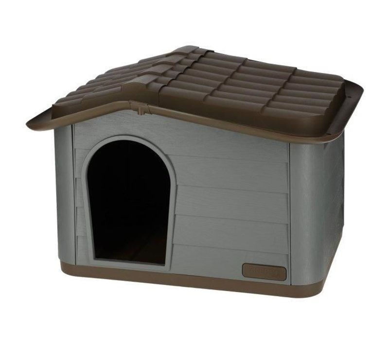 Niche Extérieure En Plastique Pour Chats Ou Chien Taille M -  75 X 59 X 55 Cm- Gris Et Marron -