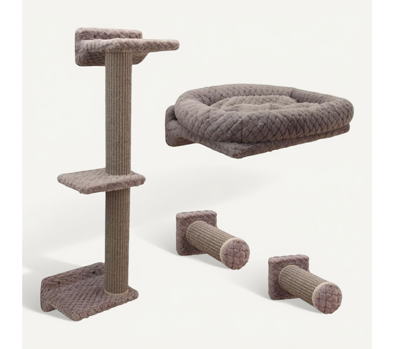 Mur D'escalade Modulable 8 Pièces Pour Chat, Gris — Couchage 45 X 35 Cm
