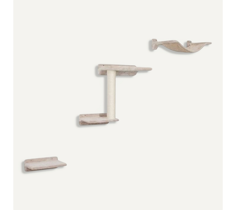 Mur D'escalade Pour Chat - Zugspitze - 5 Pieces - Sisal - Tissu Rembourré - Intérieur