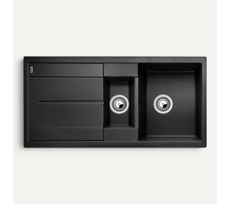 Evier à Encastrer 60cm Manuel Gris/noire Avec Siphon 513239