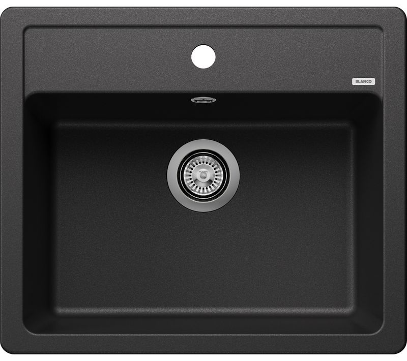 Evier granit 1 bac LEGRA 58,5 x 50 cm noir