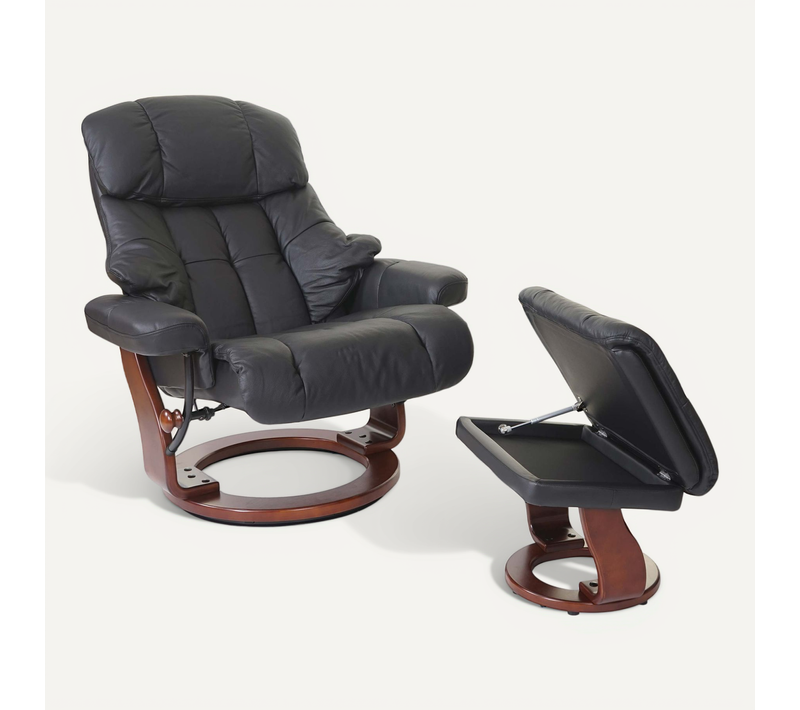 Mca Fauteuil Relax Calgary Xxl Cuir Charge 180kg Noir Aspect Noix