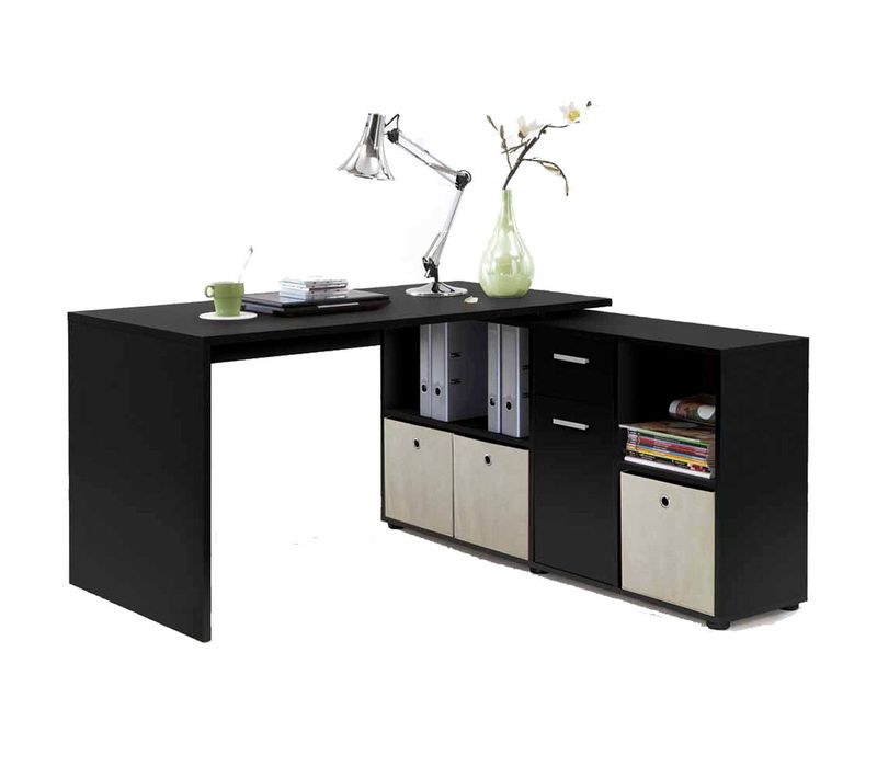 Bureau D'angle Réversible "oxela" 135cm Noir