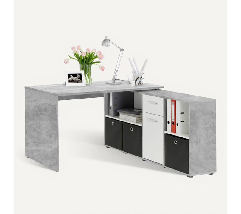 Bureau D'angle Réversible "oxela" 135cm Gris