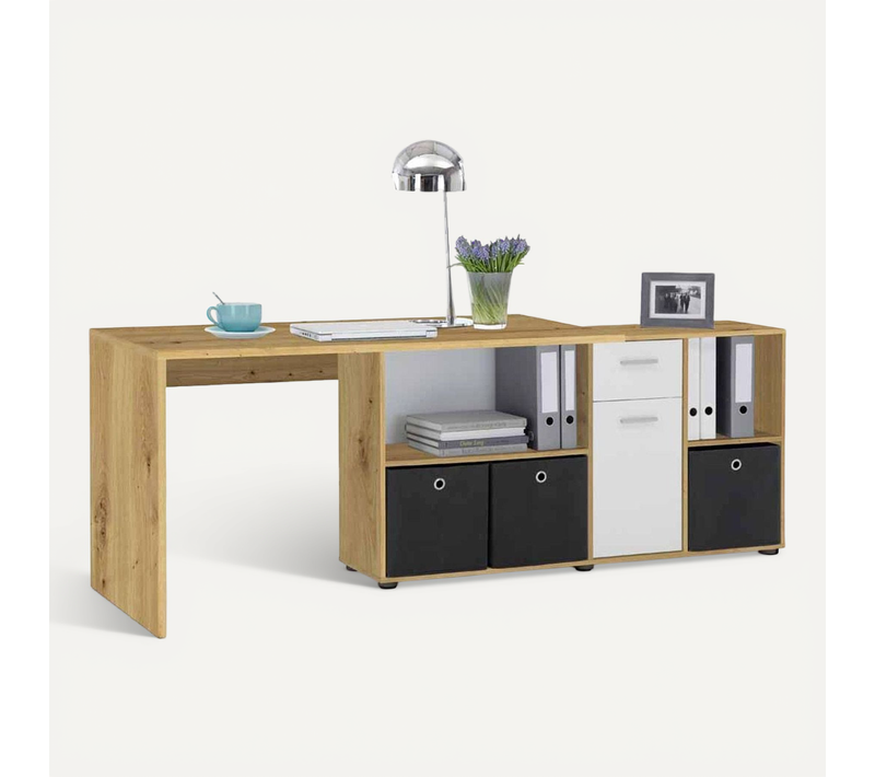 Bureau D'angle Réversible "oxela" 135cm Chêne