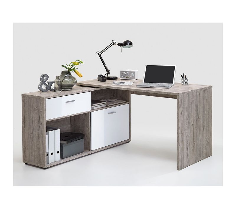 Bureau D'angle Convertible Et Rangements L138cm
