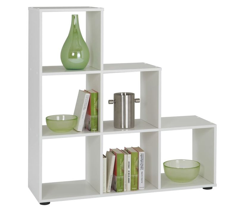 Etagère Escalier Contemporaine 6 Compartiments Elba Blanc