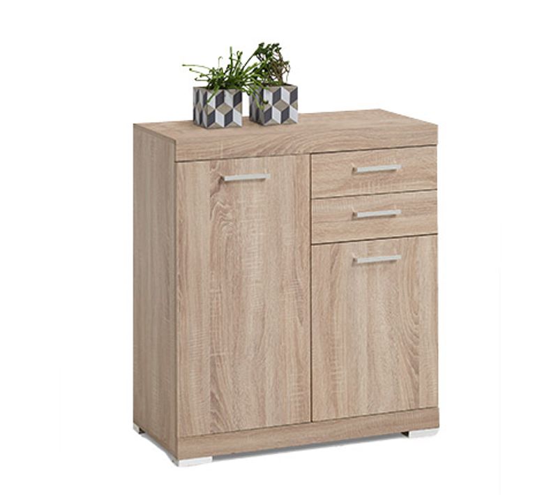 Commode 2 Portes et 2 Tiroirs "cazeg" 89cm Chêne
