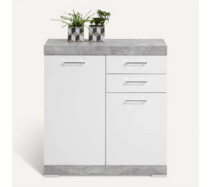Commode 2 Portes et 2 Tiroirs "cazeg" 89cm Gris